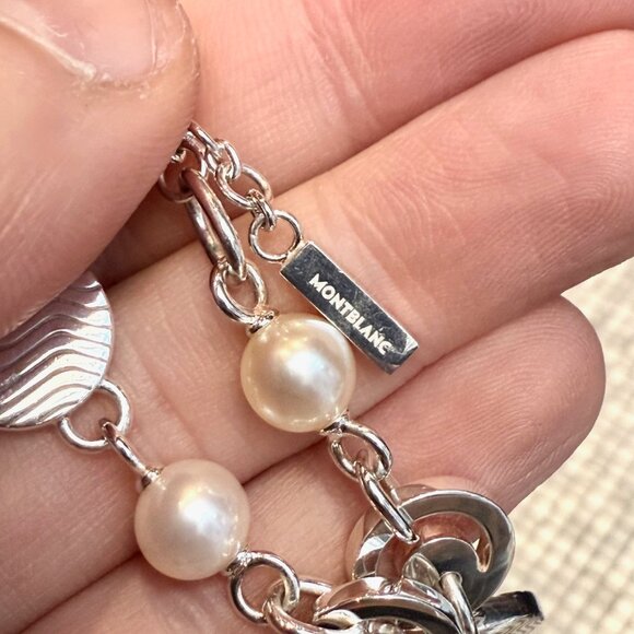 Montblanc Star Collection Sterling Silver Pearls Necklace & Bracelet Set - Picture 8 of 12